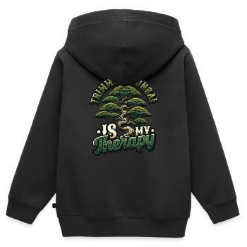 Das Trimmen Von Bonsai Ist Meine Therapie Bonsai - Kinder Premium Organic Zip Hoodie - Schwarz - Hinten - AI Model Kid Male (0cm)