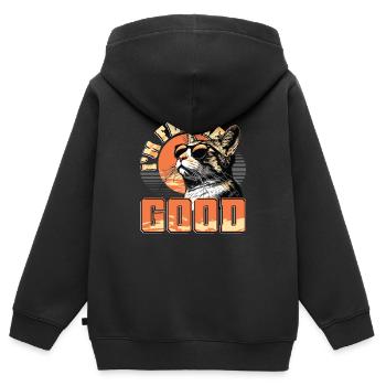 Lustige Katzendame, Katzenmama - Kinder Premium Organic Zip Hoodie - Schwarz - Hinten - AI Model Kid Male (0cm)