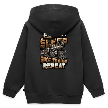 Trainspotting Train Lovers Trains - Kids Premium Organic Zip-up Hoodie - black - Back - AI Model Kid Male (0cm)