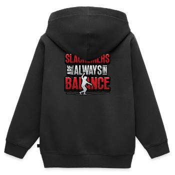 Les slackliners sont toujours en équilibre - Sweat Premium à capuche zippé enfant bio - noir - Dos - AI Model Kid Male (0cm)