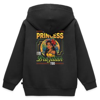 Mädchen Brazilianische Herkunft Brasilien - Kinder Premium Organic Zip Hoodie - Schwarz - Hinten - AI Model Kid Male (0cm)