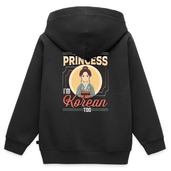 Mädchen Koreanische Herkunft Südkorea - Kinder Premium Organic Zip Hoodie - Schwarz - Hinten - AI Model Kid Male (0cm)