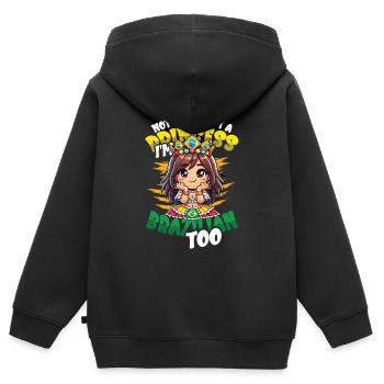 Mädchen Brazilianische Herkunft Brasilien - Kinder Premium Organic Zip Hoodie - Schwarz - Hinten - AI Model Kid Male (0cm)