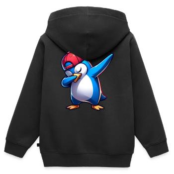 dabbing Pinguin dabbendes Tier Dab Geschenkidee - Kinder Premium Organic Zip Hoodie - Schwarz - Hinten - AI Model Kid Male (0cm)