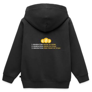 1ère génération : Preuve de travail - Sweat Premium à capuche zippé enfant bio - noir - Dos - AI Model Kid Male (0cm)