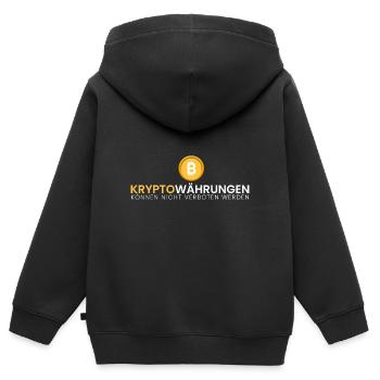 Kryptos = kein Verbot - Kinder Premium Organic Zip Hoodie - Schwarz - Hinten - AI Model Kid Male (0cm)