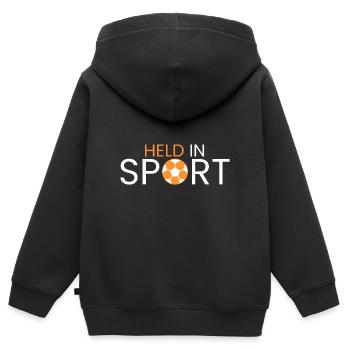 Hero in Sports - Kids Premium Organic Zip-up Hoodie - black - Back - AI Model Kid Male (0cm)
