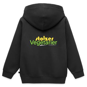 stolzer Vegetarier - Kinder Premium Organic Zip Hoodie - Schwarz - Hinten - AI Model Kid Male (0cm)
