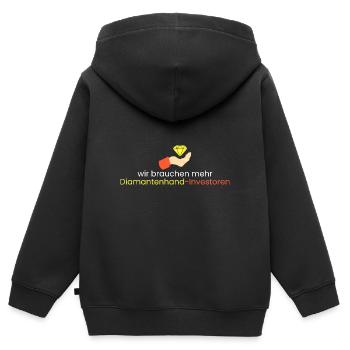 mehr Diamantenhände - Kinder Premium Organic Zip Hoodie - Schwarz - Hinten - AI Model Kid Male (0cm)