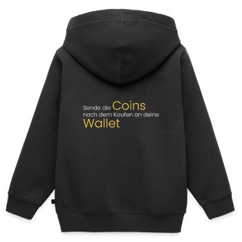 Sende Coins an deine Wallet - Kinder Premium Organic Zip Hoodie - Schwarz - Hinten - AI Model Kid Male (0cm)