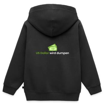 US Dollar wird dumpen - Kinder Premium Organic Zip Hoodie - Schwarz - Hinten - AI Model Kid Male (0cm)