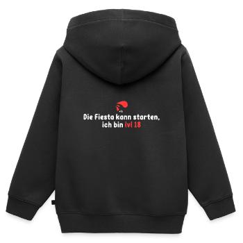 Lv 18! Die Fiesta kann starten - Kinder Premium Organic Zip Hoodie - Schwarz - Hinten - AI Model Kid Male (0cm)