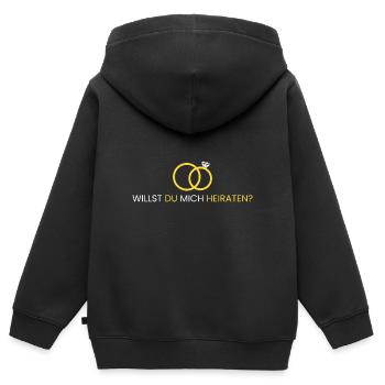 Willst du mich heiraten? - Kinder Premium Organic Zip Hoodie - Schwarz - Hinten - AI Model Kid Male (0cm)