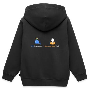 Wal Investoren > das Volk - Kinder Premium Organic Zip Hoodie - Schwarz - Hinten - AI Model Kid Male (0cm)