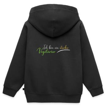 Ich bin ein starker Vegetarier - Kinder Premium Organic Zip Hoodie - Schwarz - Hinten - AI Model Kid Male (0cm)