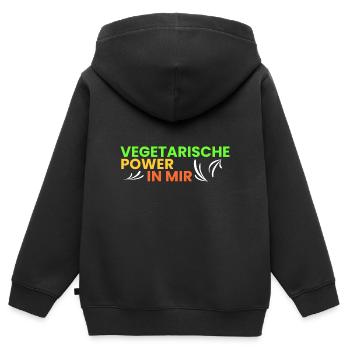 vegetarische Power in mir - Kinder Premium Organic Zip Hoodie - Schwarz - Hinten - AI Model Kid Male (0cm)