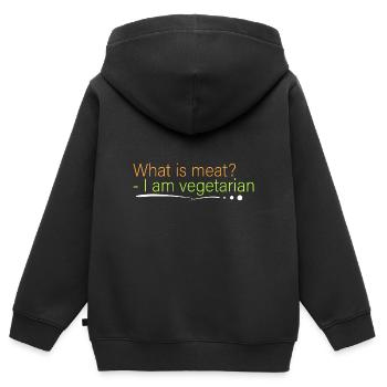 Was ist Fleisch? - Ich bin Vegetarier - Kinder Premium Organic Zip Hoodie - Schwarz - Hinten - AI Model Kid Male (0cm)