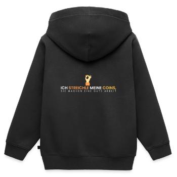 meine Coins=super Arbeit - Kinder Premium Organic Zip Hoodie - Schwarz - Hinten - AI Model Kid Male (0cm)