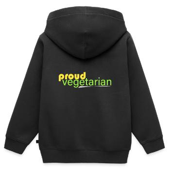 fier végétarien - Sweat Premium à capuche zippé enfant bio - noir - Dos - AI Model Kid Male (0cm)