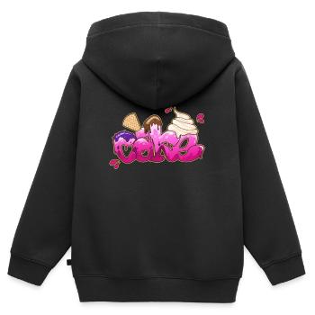Gâteau signature graffiti - Sweat Premium à capuche zippé enfant bio - noir - Dos - AI Model Kid Male (0cm)