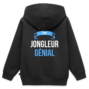 je suis un Jongleur génial - Sweat Premium à capuche zippé enfant bio - noir - Dos - AI Model Kid Male (0cm)
