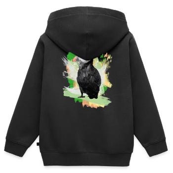 Macareux Graffiti - Sweat Premium à capuche zippé enfant bio - noir - Dos - AI Model Kid Male (0cm)