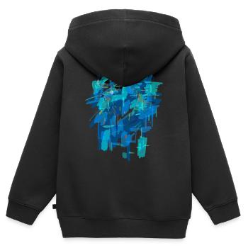 Blue background - Kids Premium Organic Zip-up Hoodie - black - Back - AI Model Kid Male (0cm)