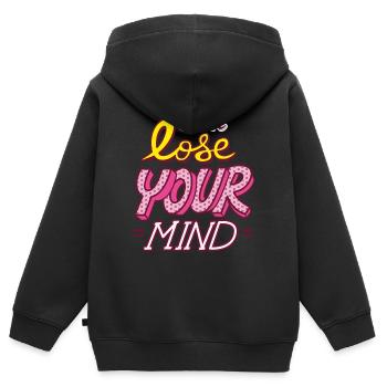 Verliere nicht deinen Verstand - Kinder - Kinder Premium Organic Zip Hoodie - Schwarz - Hinten - AI Model Kid Male (0cm)