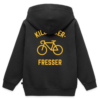 Kilometerfresser (Rennrad Fahren / Radrennen) - Kinder Premium Organic Zip Hoodie - Schwarz - Hinten - AI Model Kid Male (0cm)