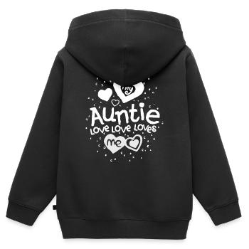My Auntie love love loves me - Kinder Premium Organic Zip Hoodie - Schwarz - Hinten - AI Model Kid Male (0cm)