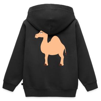 Kamel - Kinder Premium Organic Zip Hoodie - Schwarz - Hinten - AI Model Kid Male (0cm)