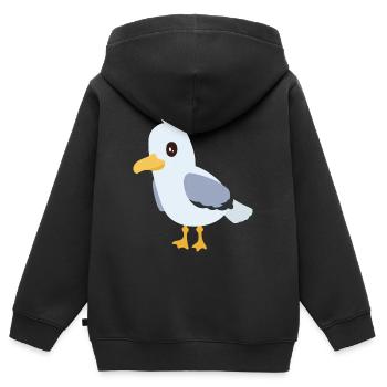 mouette - Sweat Premium à capuche zippé enfant bio - noir - Dos - AI Model Kid Male (0cm)