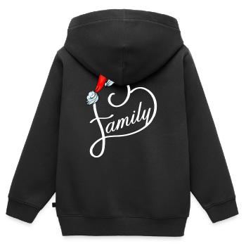 Coeur de famille Santa - Sweat Premium à capuche zippé enfant bio - noir - Dos - AI Model Kid Male (0cm)