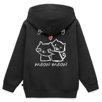 Katze Verliebte Paare Liebesbeweis Valentinstag - Kinder Premium Organic Zip Hoodie - Schwarz - Hinten - AI Model Kid Male (0cm)