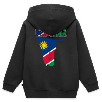 Namibia - Kinder Premium Organic Zip Hoodie - Schwarz - Hinten - AI Model Kid Male (0cm)