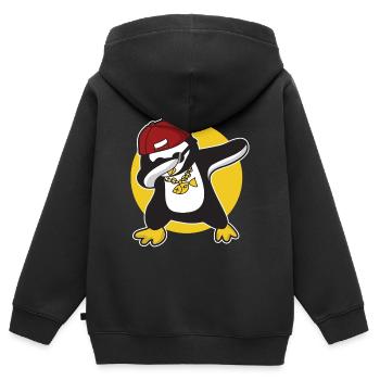 Dabbing Pinguin knuffig - Kinder Premium Organic Zip Hoodie - Schwarz - Hinten - AI Model Kid Male (0cm)