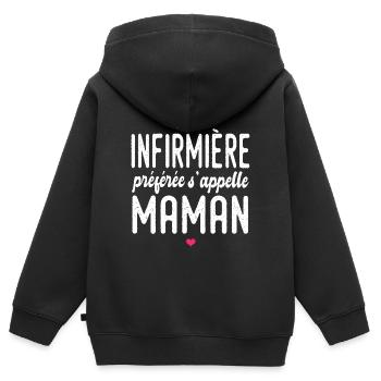 mon infirmière préférée s'appelle maman humour - Sweat Premium à capuche zippé enfant bio - noir - Dos - AI Model Kid Male (0cm)