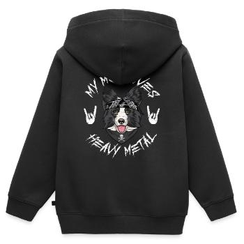 BORDER COLLIE - Sweat Premium à capuche zippé enfant bio - noir - Dos - AI Model Kid Male (0cm)
