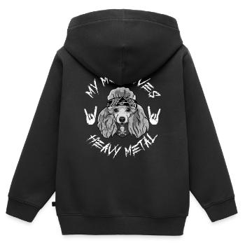 Caniche - Sweat Premium à capuche zippé enfant bio - noir - Dos - AI Model Kid Male (0cm)