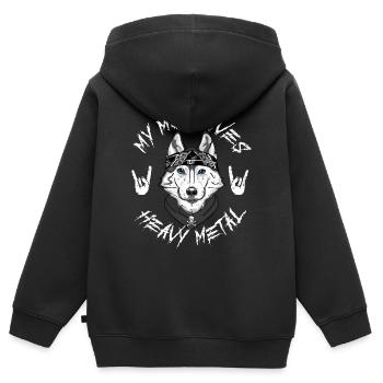 HUSKY - Sweat Premium à capuche zippé enfant bio - noir - Dos - AI Model Kid Male (0cm)