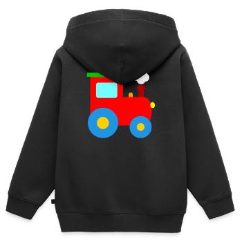 Dampflok Lokomotive - Kinder Premium Organic Zip Hoodie - Schwarz - Hinten - AI Model Kid Male (0cm)