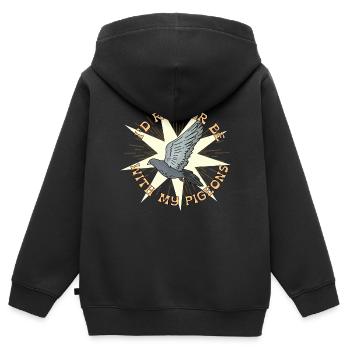 Eher mit Tauben Star Design für Taubenliebhaber - Kinder Premium Organic Zip Hoodie - Schwarz - Hinten - AI Model Kid Male (0cm)