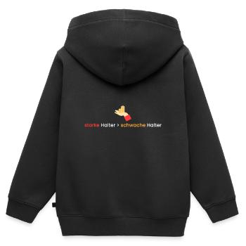 starke Halter > schwache - Kinder Premium Organic Zip Hoodie - Schwarz - Hinten - AI Model Kid Male (0cm)