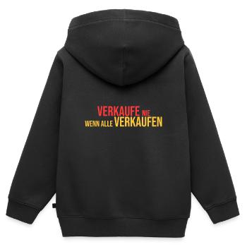 Verkaufe nie wenn alle verkaufen - Kinder Premium Organic Zip Hoodie - Schwarz - Hinten - AI Model Kid Male (0cm)