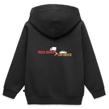 Lkw-Fahrer > Pkw-Fahrer - Kinder Premium Organic Zip Hoodie - Schwarz - Hinten - AI Model Kid Male (0cm)