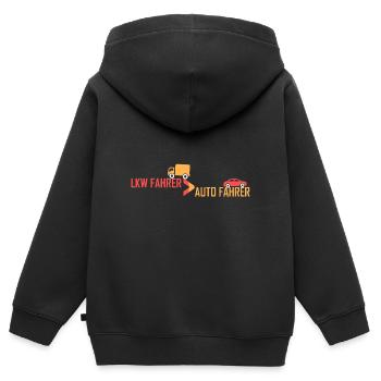 LKW Fahrer > Auto Fahrer - Kinder Premium Organic Zip Hoodie - Schwarz - Hinten - AI Model Kid Male (0cm)