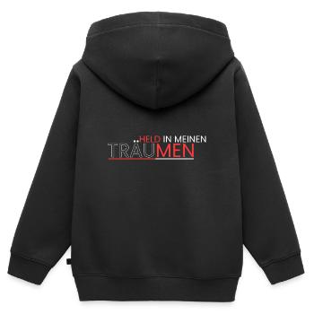 Held in meinen Träumen - Kinder Premium Organic Zip Hoodie - Schwarz - Hinten - AI Model Kid Male (0cm)