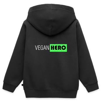 héros végétalien - Sweat Premium à capuche zippé enfant bio - noir - Dos - AI Model Kid Male (0cm)