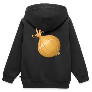 Zwiebel - Kinder Premium Organic Zip Hoodie - Schwarz - Hinten - AI Model Kid Male (0cm)