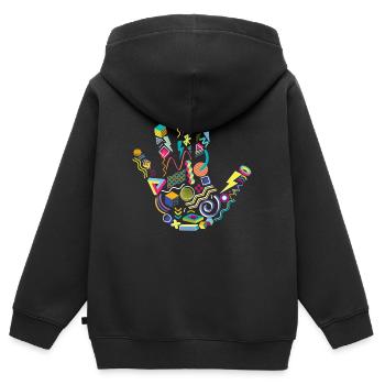 main des années quatre-vingt - Sweat Premium à capuche zippé enfant bio - noir - Dos - AI Model Kid Male (0cm)